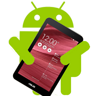 Logo Android držící tablet Asus