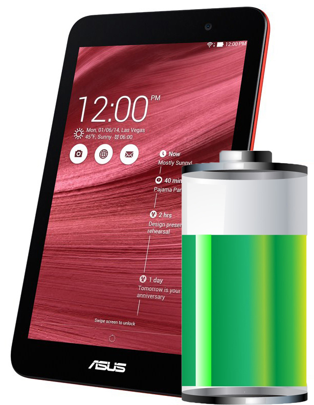 Tablet Asus s obrázkem baterie