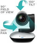 Shooting motorized camera head at an angle of 260 ° Motorizované natáčení hlavy kamery v úhlu 260°