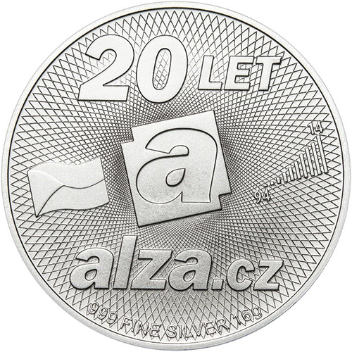 Stříbrná pamětní Alza mince 20 let Alza.cz